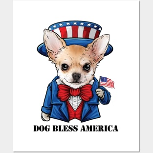 Chihuahua Dog Bless America Posters and Art